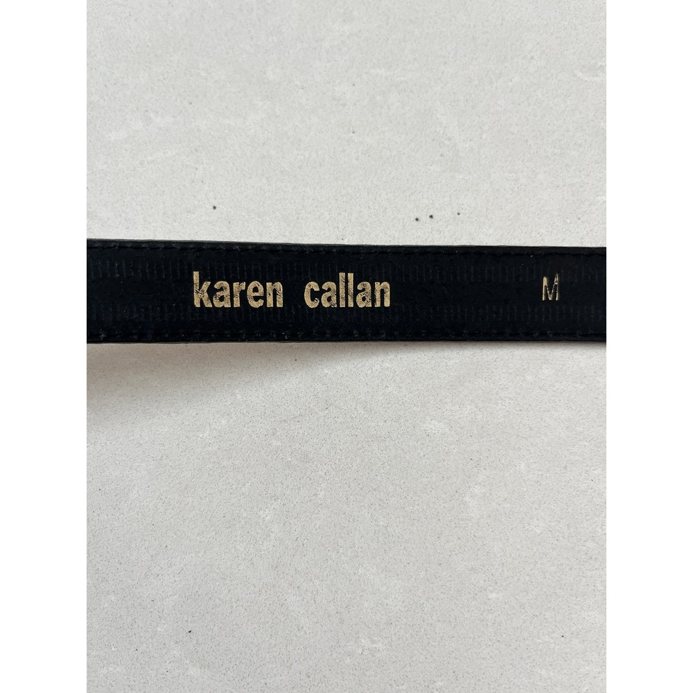 Karen Callan Belt M Croc Embossed Leather Covered Buckle Vintage Boho indie - Picture 3 of 8